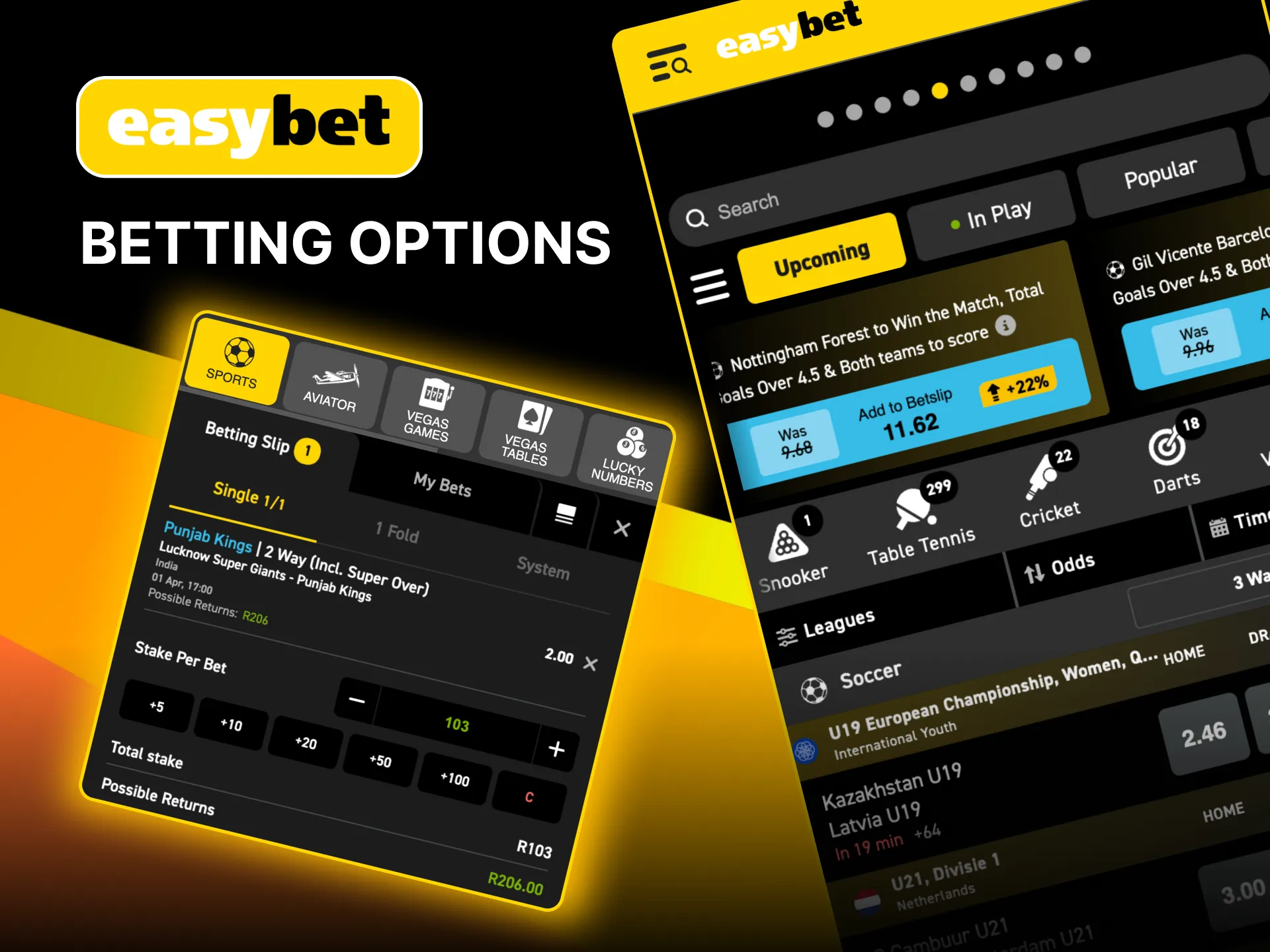 Easybet provides various ways to bet on your favorite sports.