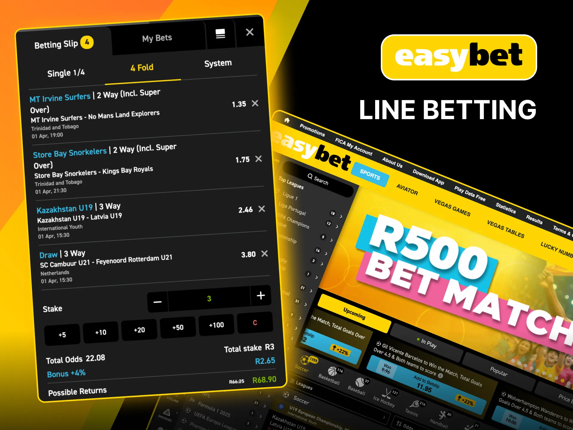 Predict match winners and scores with Easybet pre-game betting.