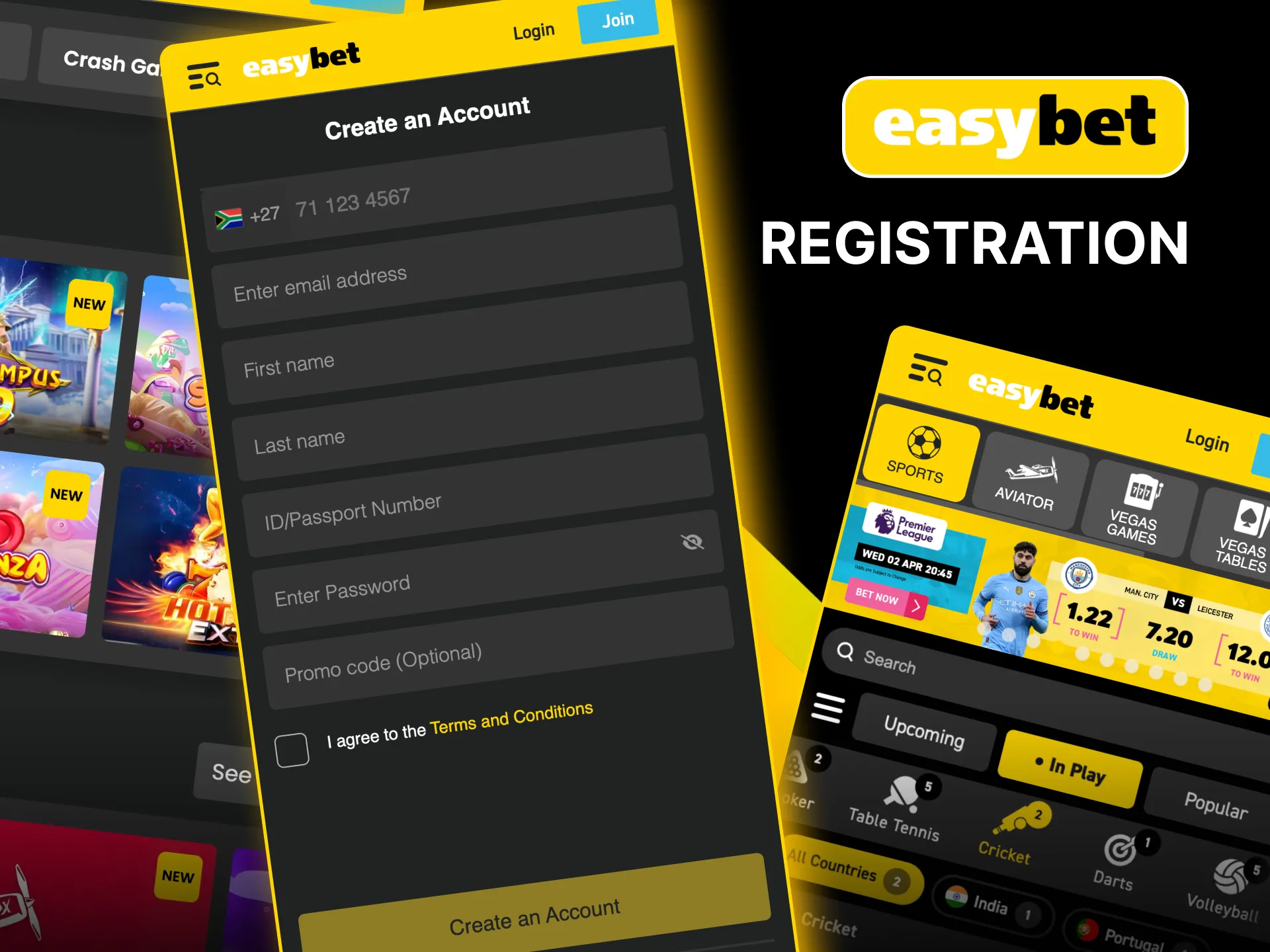 How to create an Easybet account step by step.